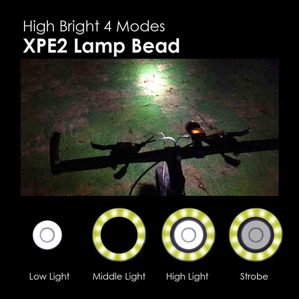 Cycling Commute Gear - LED waterdichte oplaadbare fietsverlichtingsset, heldere koplamp