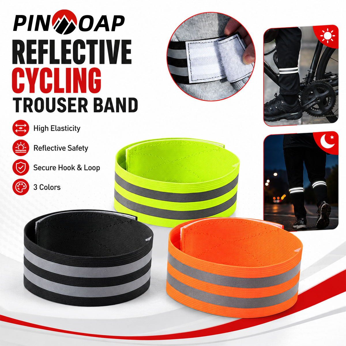 Cycling Commute Gear - PINMOAP 1/2PCS Fietsbroek Beenband Reflecterende Broekclip